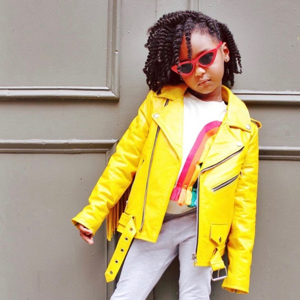 100% authentic Yellow Leather Fringe Girls Jacket.